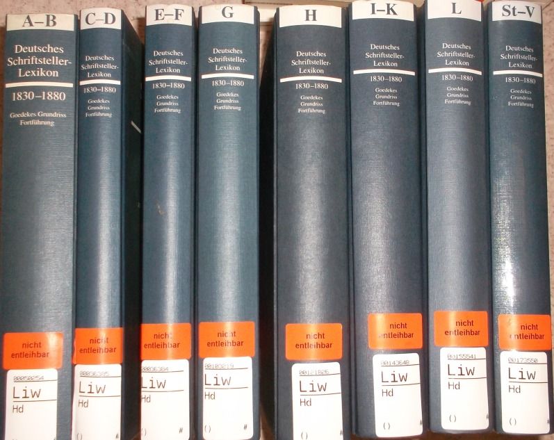 Deutsches Schriftsteller-Lexikon 1830-1880. Goedekes Grundriss zur Geschichte der deutschen Dichtung (8 Bände KOMPLETT) - A bis L/ St - V (die Bände M bis Sp sind in Vorbereitung und noch nicht erschienen)