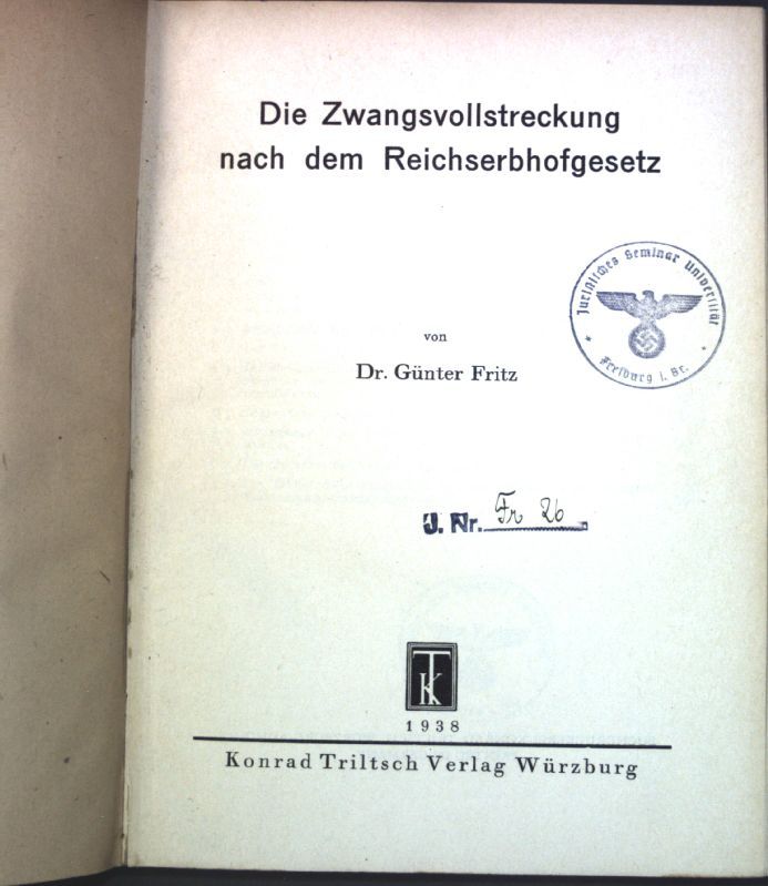 Die Zwangsvollstreckung nach dem Reichserbhofgesetz.