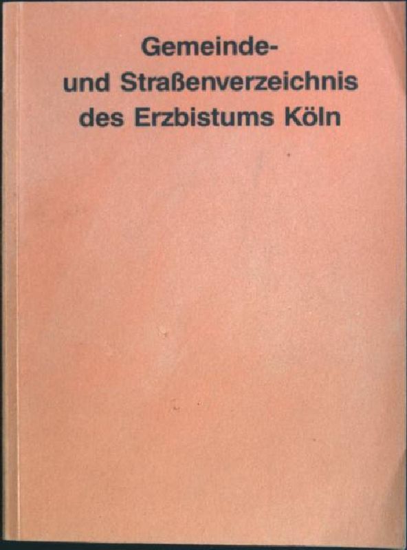 Gemeinde- und Straßenverzeichnis des Erzbistums Köln