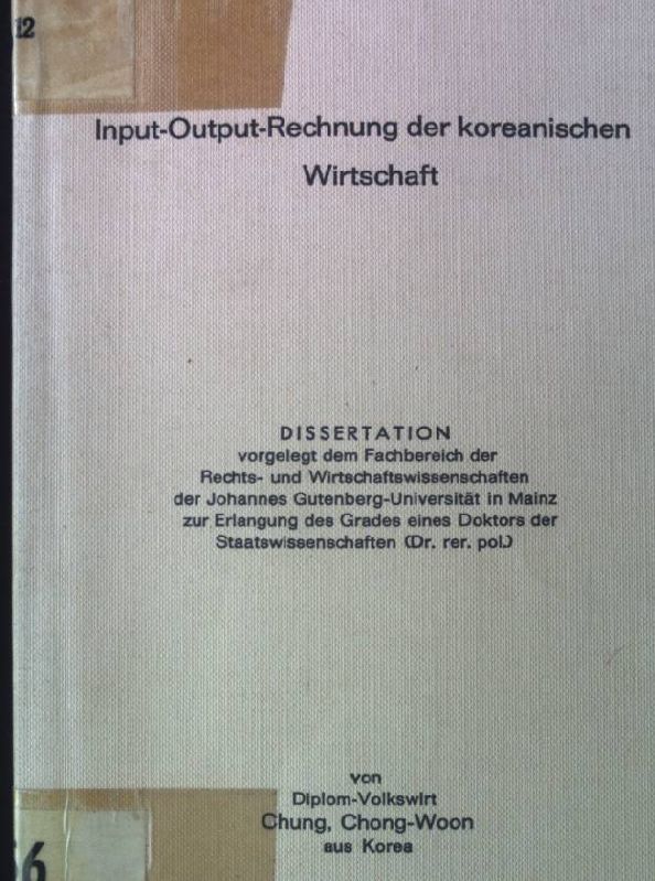 Input-Output Rechnung der koreanischen Wirtschaft