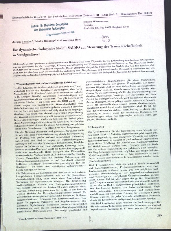 Das dynamische ökologische Modell SALMO zur Steuerung der Wasserbeschaffenheit in Standgewässern