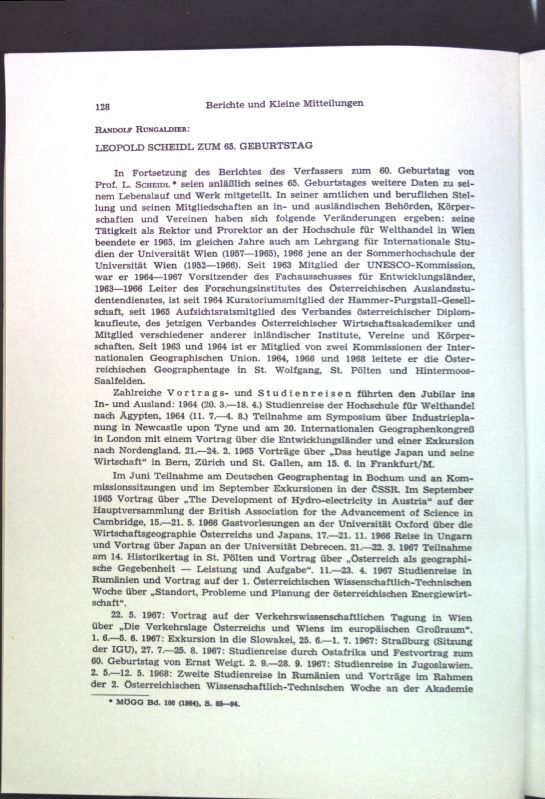 Leopold Scheidl zum 65. Geburtstag (inkl. Verzeichnis der wissenschaftl. Veröffentlichungen)