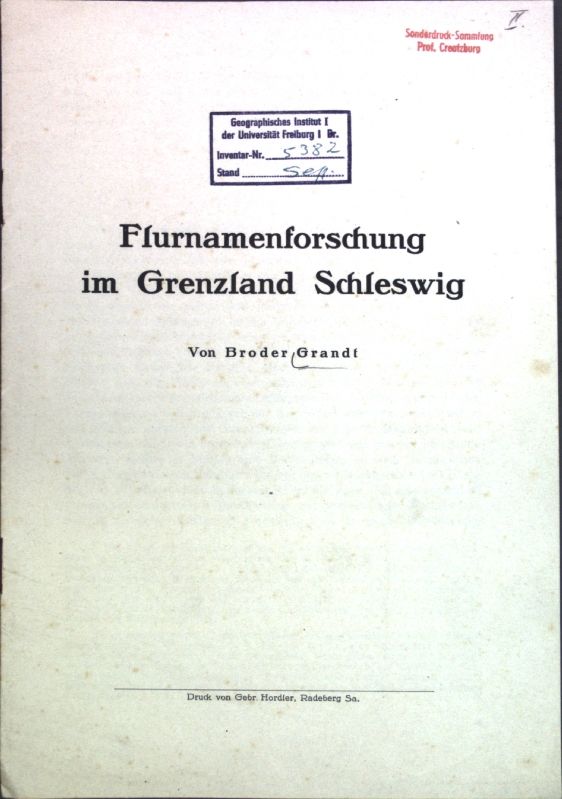 Flurnamenforschung im Grenzland Schleswig