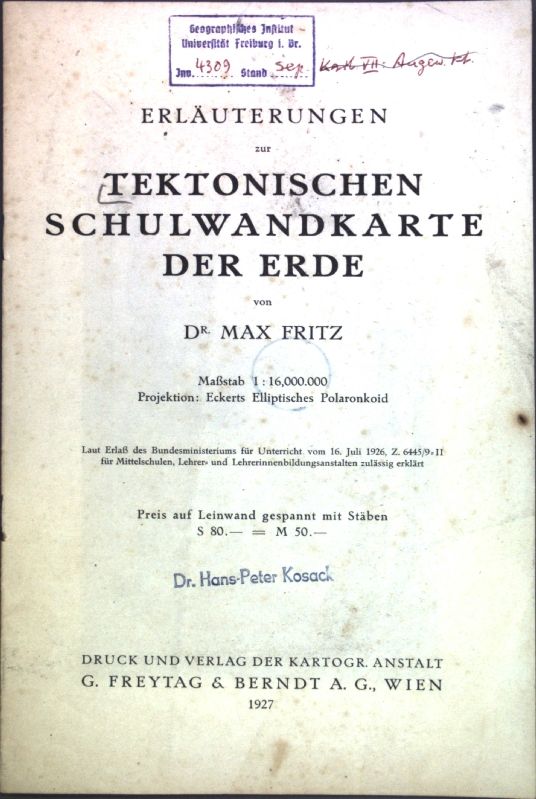 Erläuterungen zur tektonischen Schulwandkarte der Erde - Maßstab 1:16.000.000, Projektion: Eckerts Elliptisches Polaronkoid