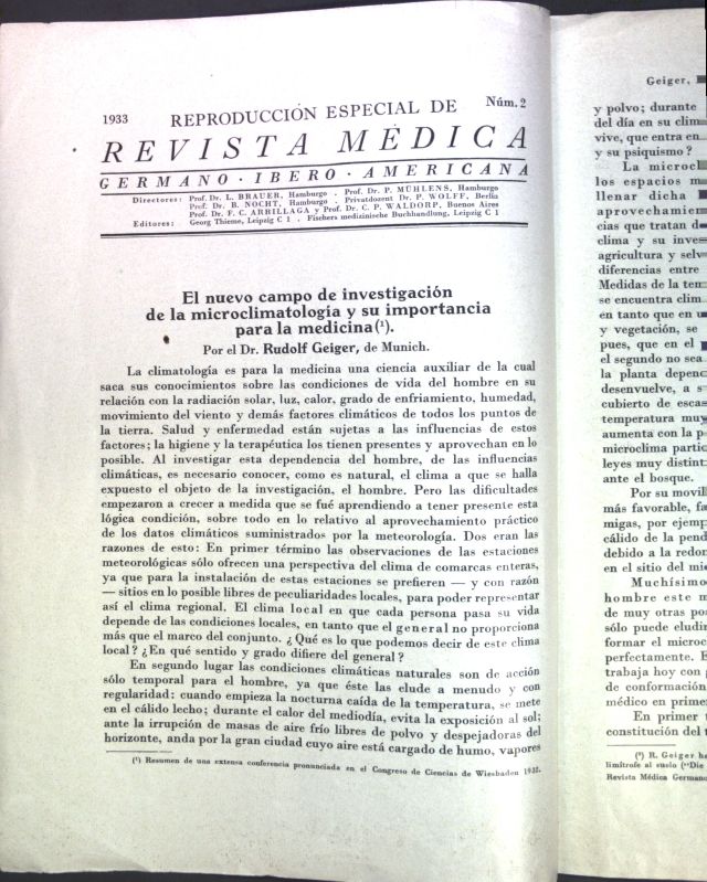 El nuevo campo de investigacion de la microclimatologia y su importancia para la medicina