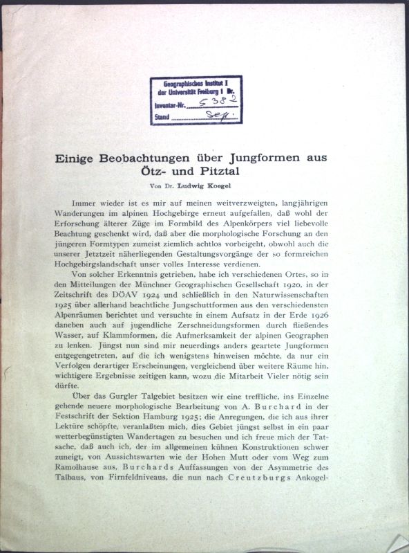 Einige Beobachtungen über Jungformen aus Ötz- und Pitztal