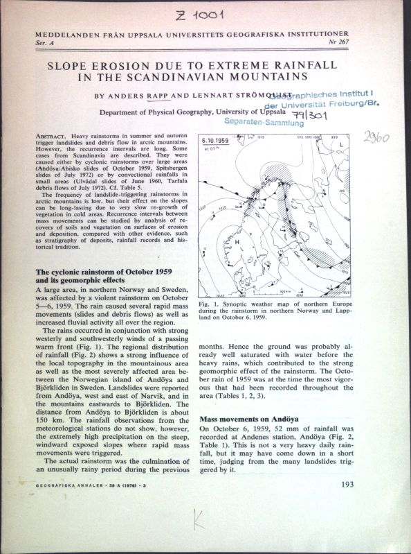 Slope erosion due to extreme rainfall in the Scandinavian mountains