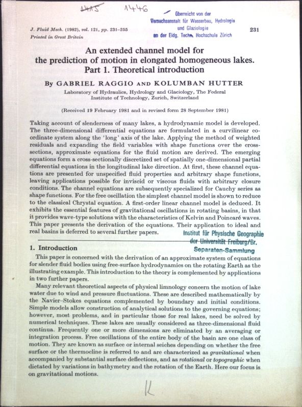 An extended channel model for the prediction of motion in elongated homogeneous lakes, PART 1: Theoretical introduction