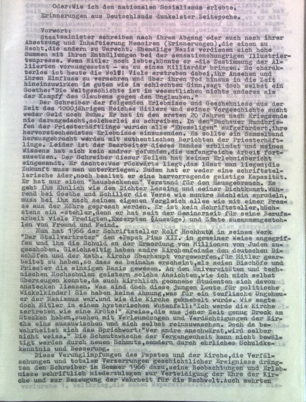 Wahrheit ohne Dichtung, oder: Wie ich den nationalen Sozialismus erlebte - Ein Gedenken an P. Petrus O.F.M., der um 1925 in Miltenberg wirkte
