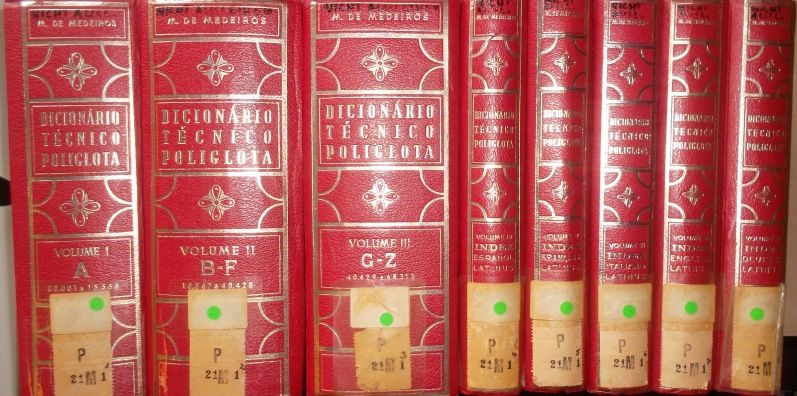 Dicionario Tecnico Poliglota. Portugues - Espanol - Francais - Italiano - English - Deutsch (8 Bände KOMPLETT) - A bis Z und 5 Indexbände