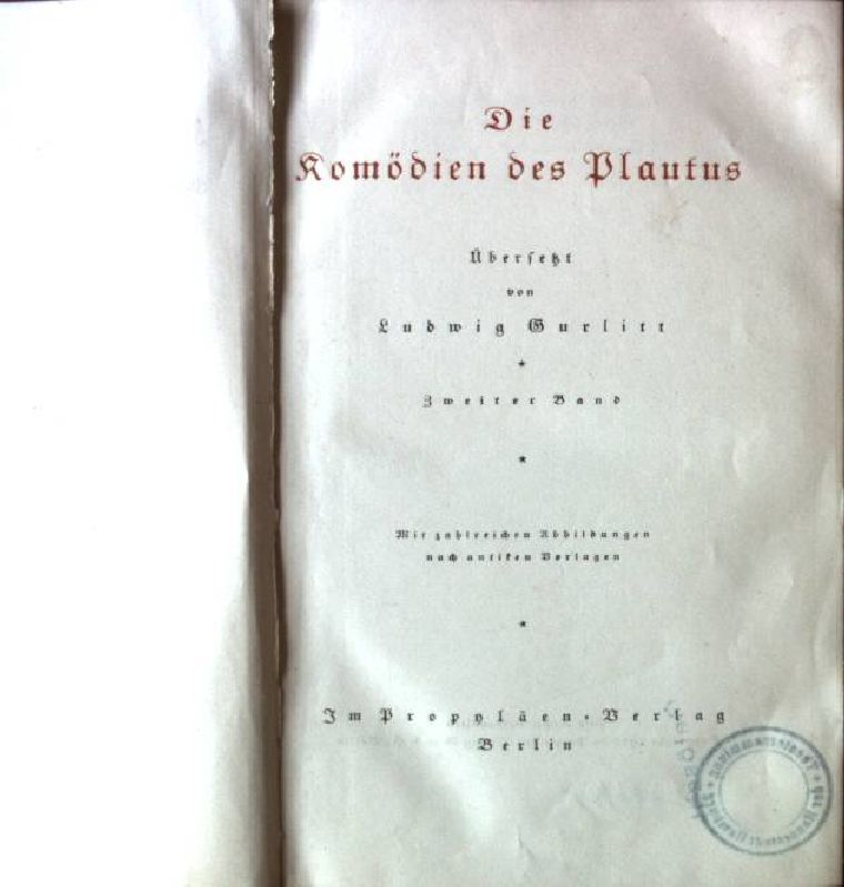 Die Komödien des Plautus, zweiter band
