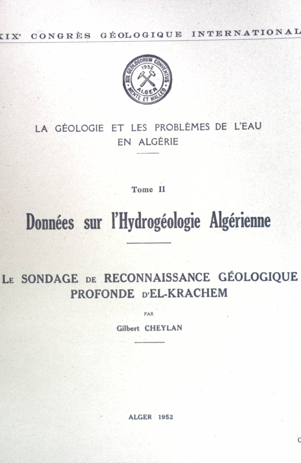 Données sur l'Hydrogéologie Algérienne: Le Sondage de Reconnaissance Géologique Profonde d'El-Krachem