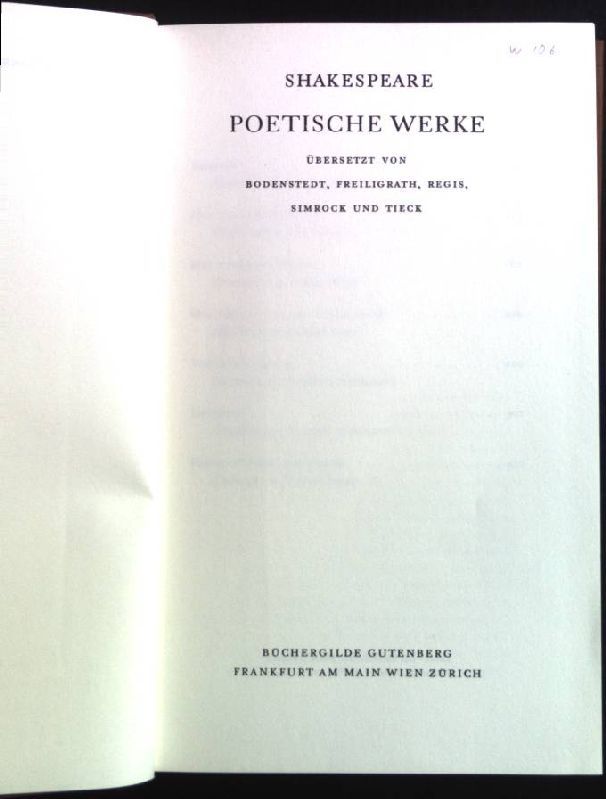 Shakespeare: Poetische Werke