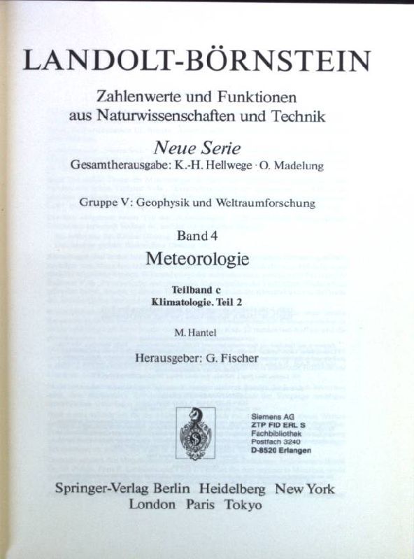 Zahlenwerte und Funktionen aus Naturwissenschaften und Technik - N.S., Gruppe 5, Geophysik und Weltraumforschung