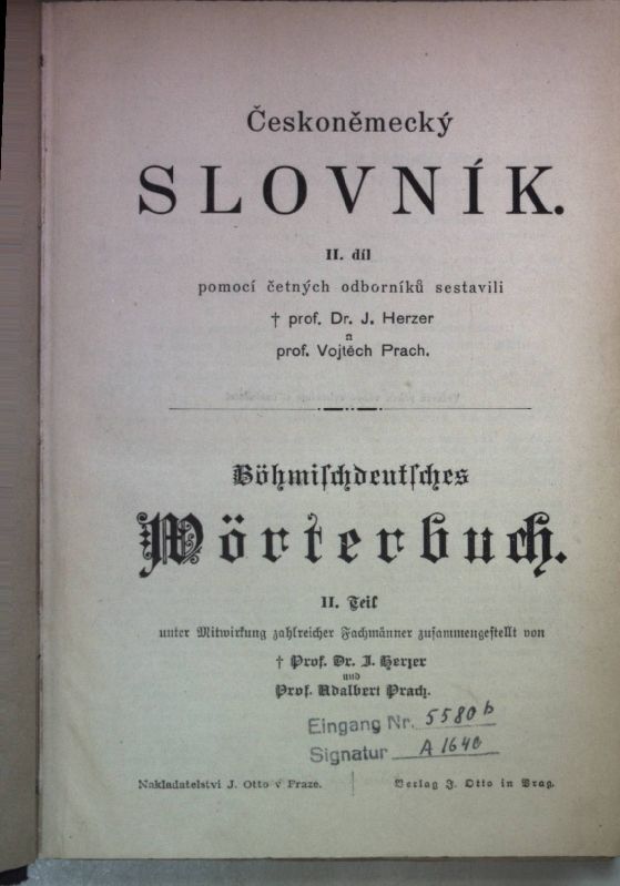 Ceskonemecký slovnik/ Böhmischdeutsches Wörterbuch: II.TEIL: P-R