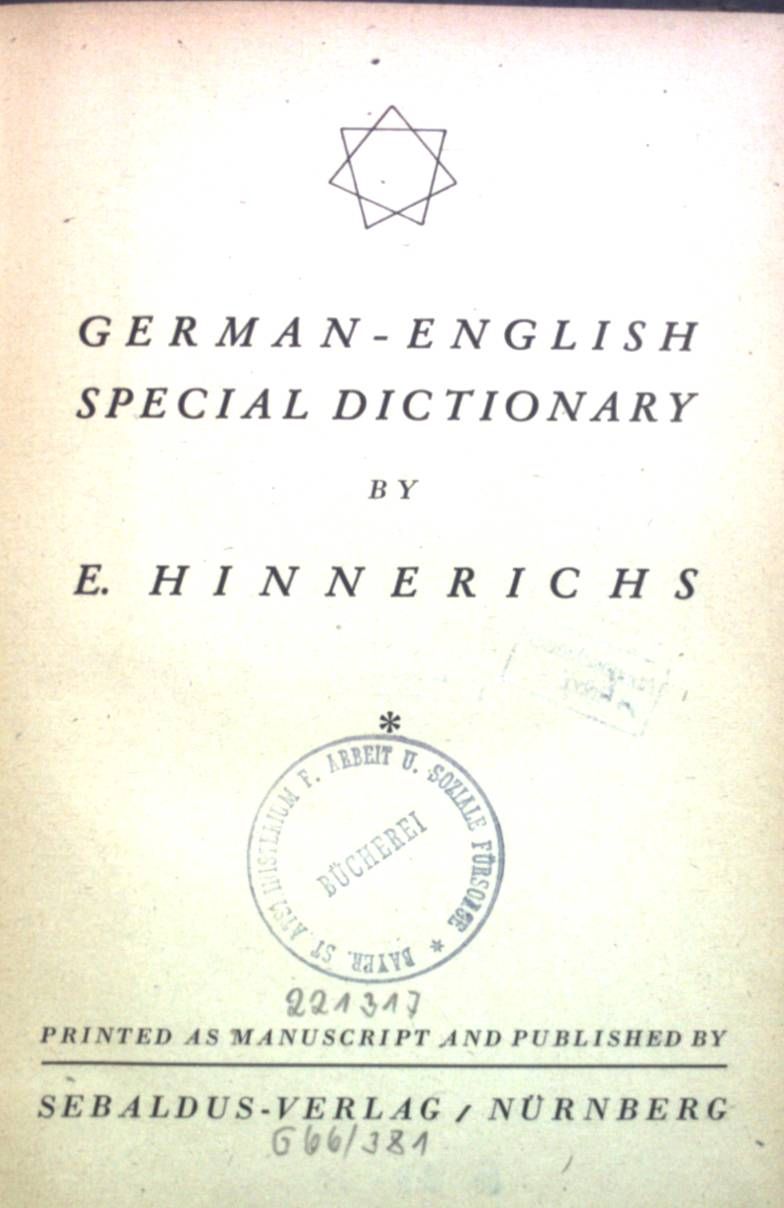 German-English special Dictionary