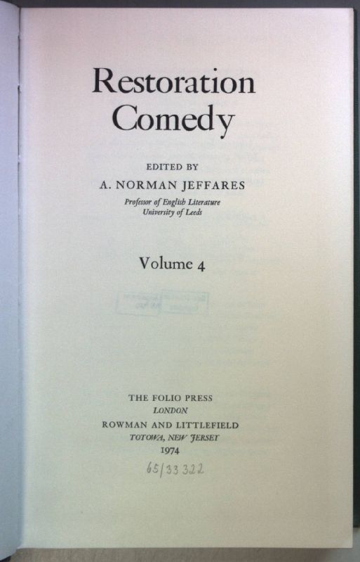 Restoration Comedy: VOL.4
