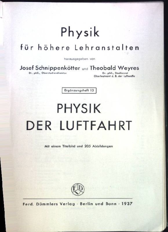 Physik der Luftfahrt, Ergänzungsheft 13