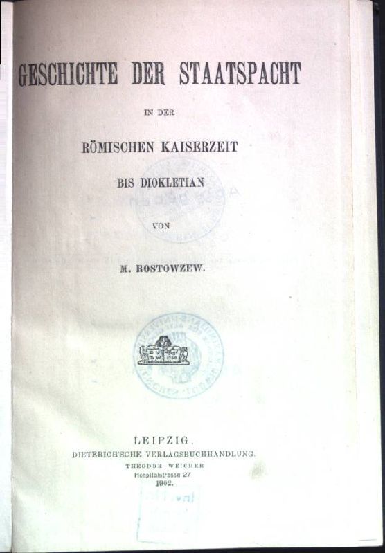 Geschichte der Staatspacht in der römischen Kaiserzeit bis Diokletian