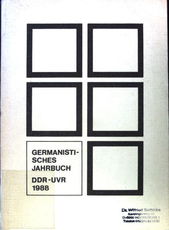 Germanistisches Jahrbuch DDR - UVR 1988