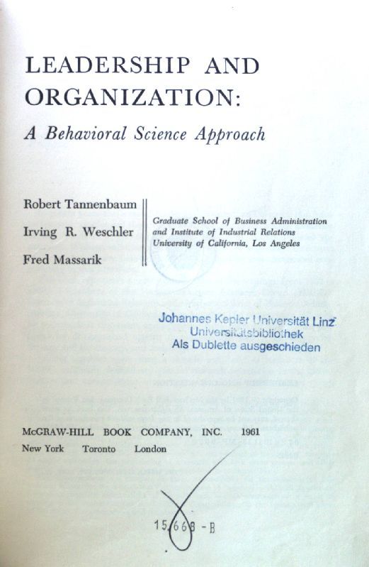 Leadership and Organization: A Behavioral Science Approach