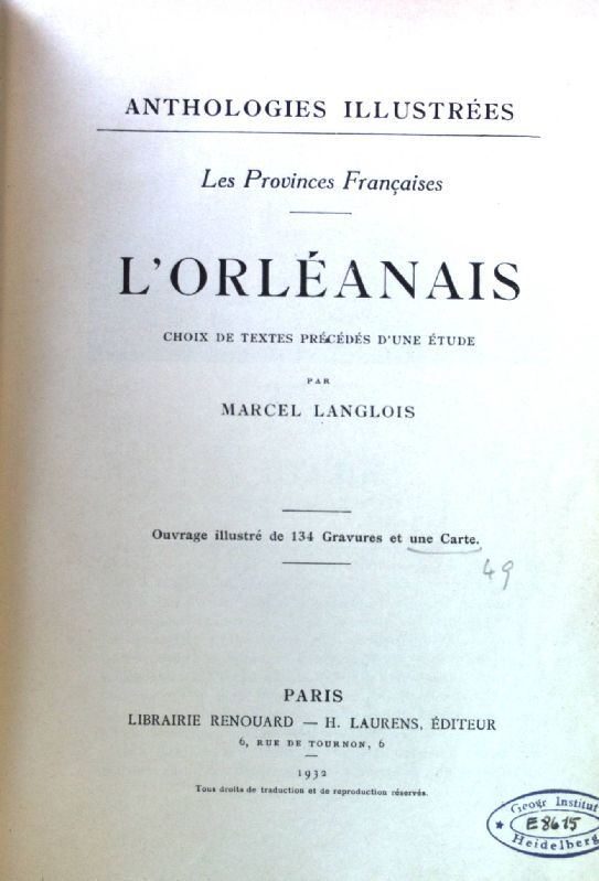 Les Provinces Francaises. L'Orléanais