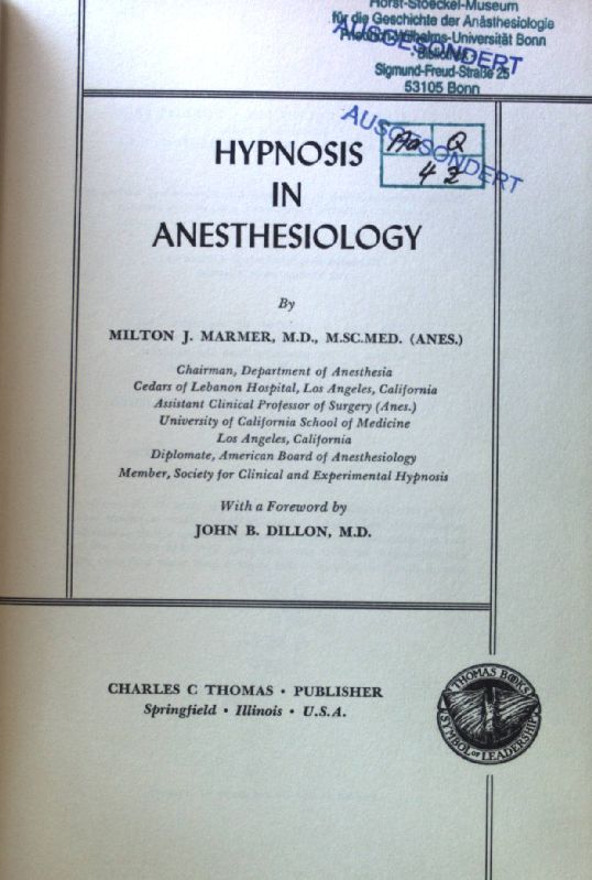 Hypnosis in Anesthesiology
