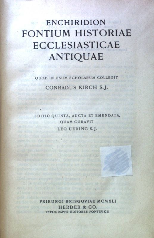 Enchiridion Fontium Historiae Ecclesiasticae Antiquae