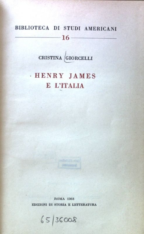 Henry James e l'Italia