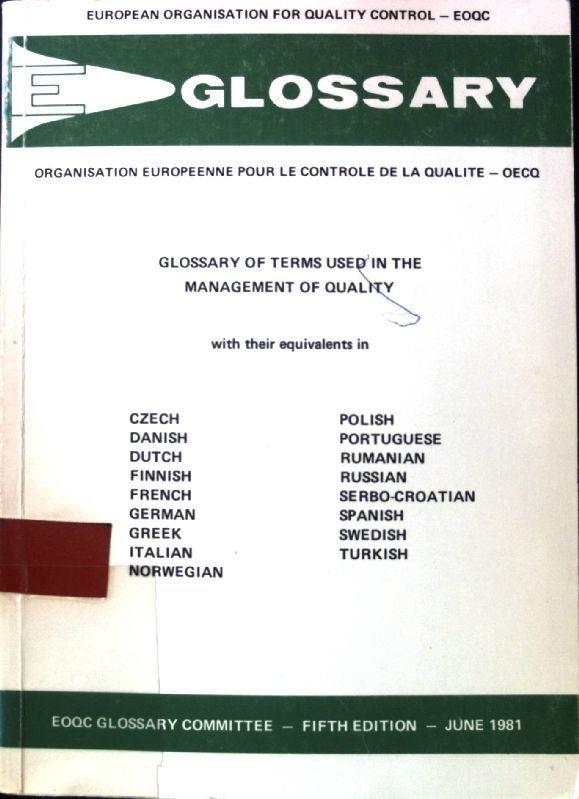 Glossary of Terms used in the Management of Quality