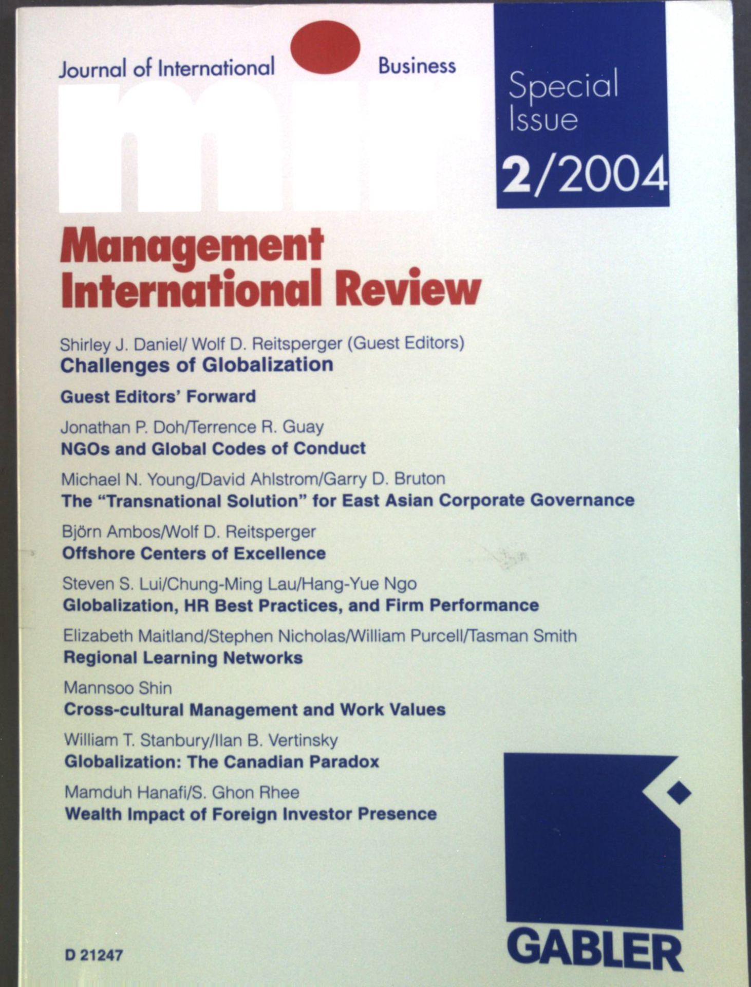 Challenges of Globalization: in - Management and International Review, Special Issue 2/2004
