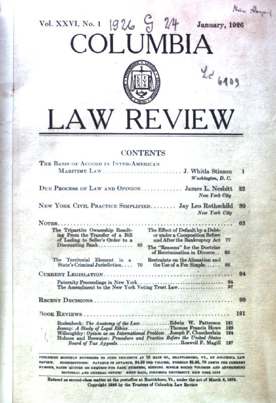 Money as a Device for Measuring Value. - in: Columbia Law Review Vol. XXVI, No. 1