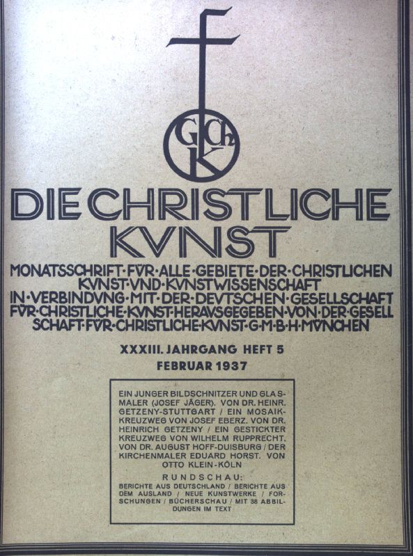 Ein junger Bildschnitzer und Glasmaler zu dem Werke von Josef Jäger. - in: Die Christliche Kunst