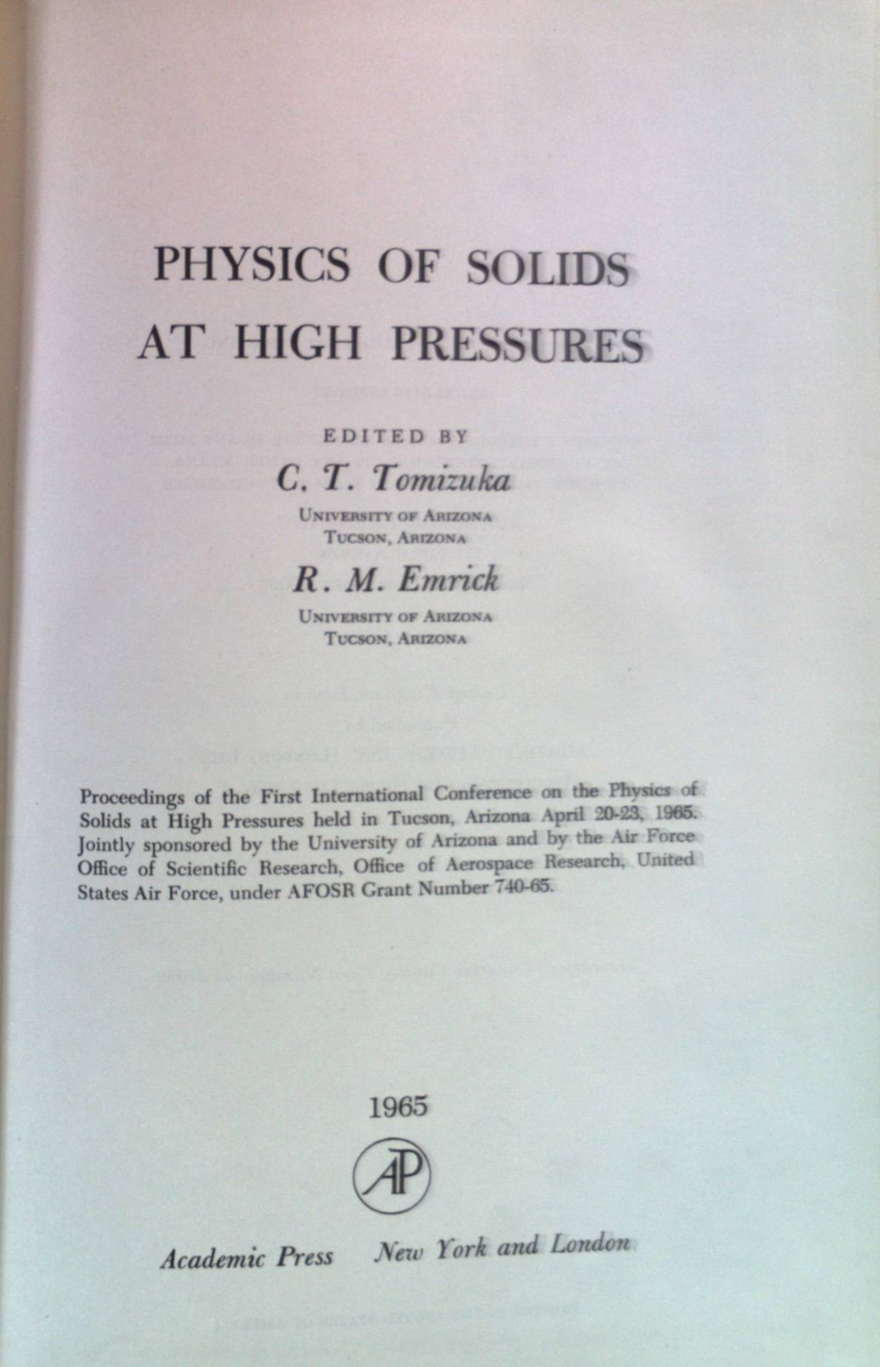 Physics of Solids at High Pressures