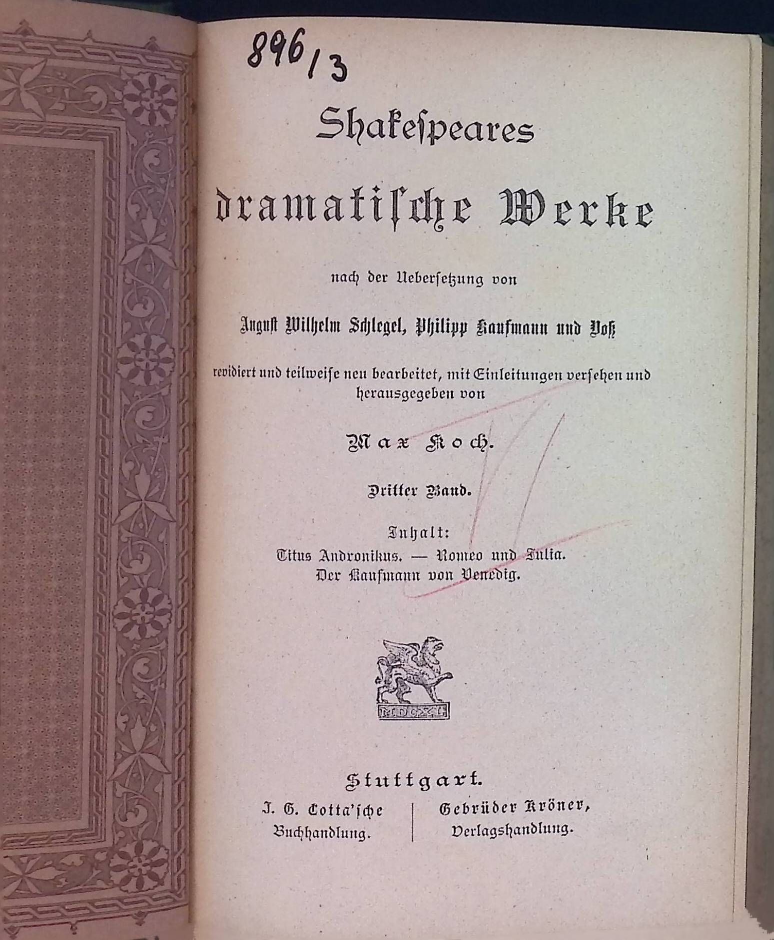 Shakespeare's dramatische Werke, 3. Bd