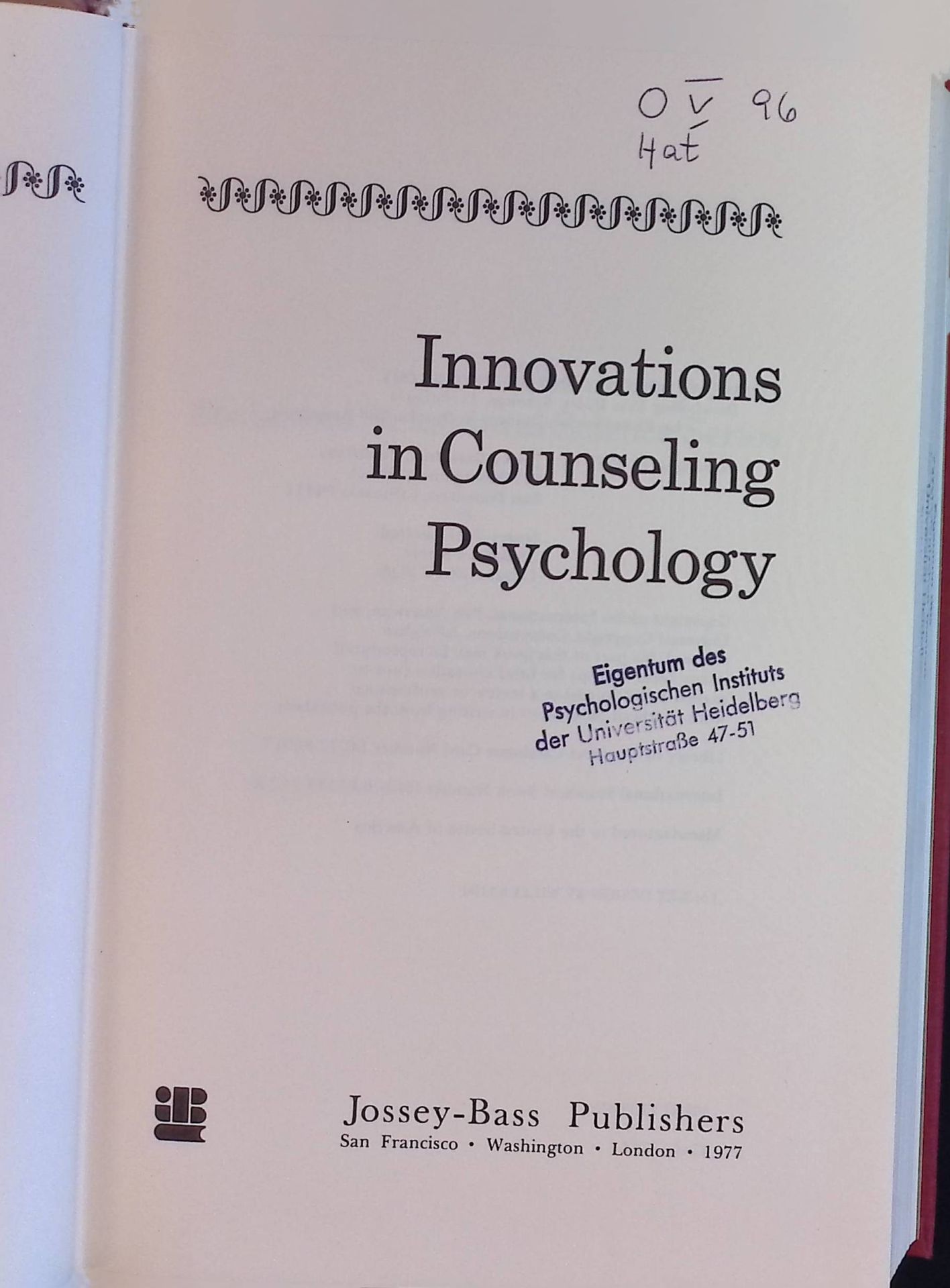 Innovations in Counseling Psychology: Developing New Roles, Settings, Techniques