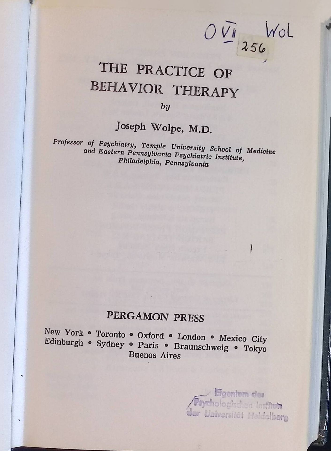 The Practice of Behavior Therapy