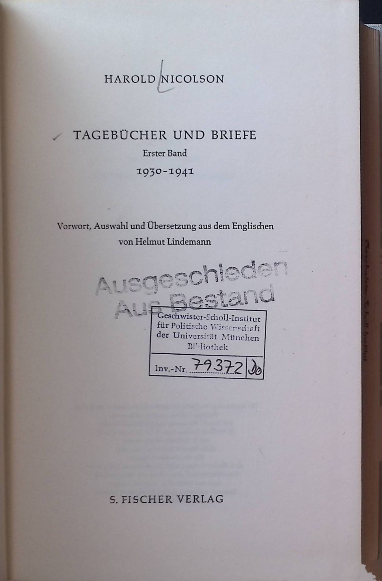 Nicolson, Harold: Tagebücher und Briefe - Bd. 1., 1930 - 1941