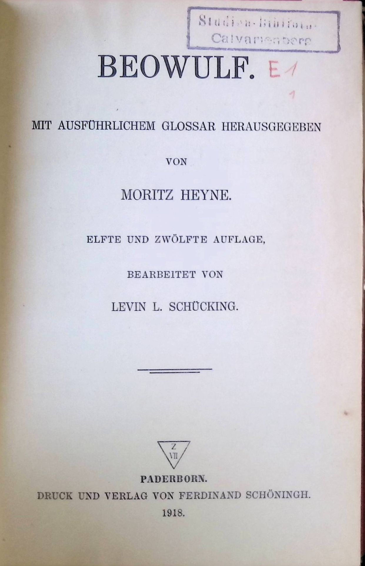 Beowulf : mit ausführlichem Glossar