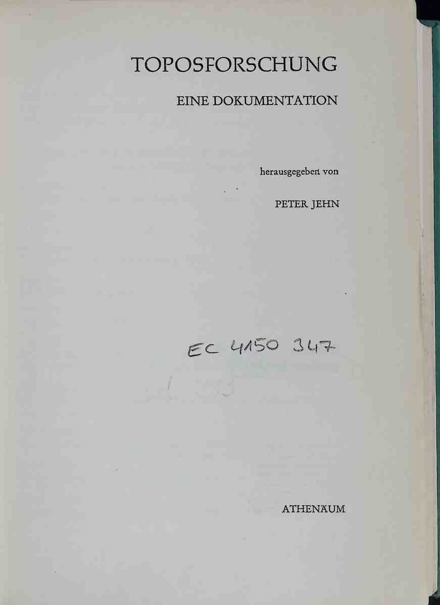 Toposforschung : eine Dokumentation