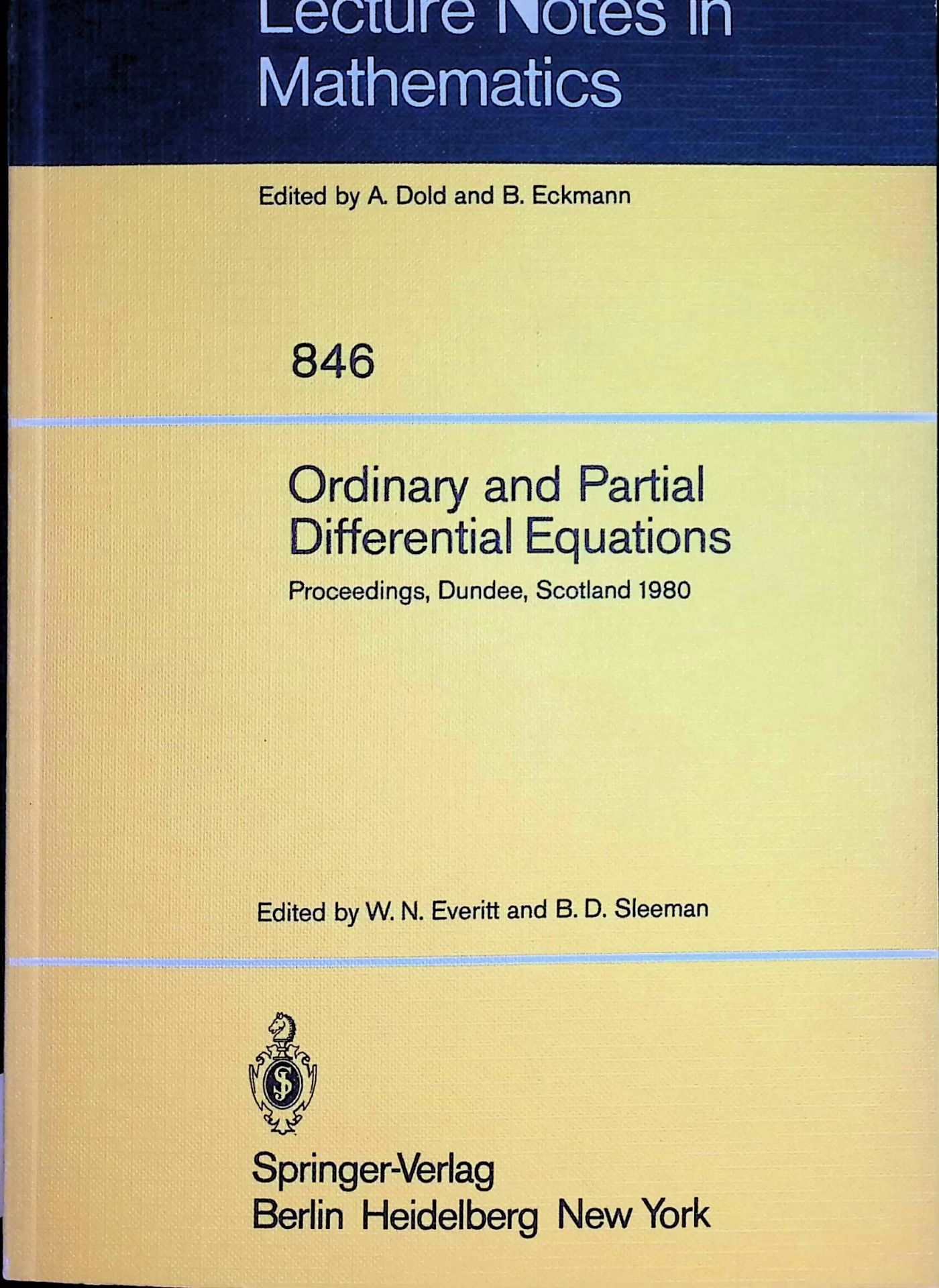 Ordinary and Partial Differential Equations: Proceedings of the Sixth Conference Held at Dundee, Scotland, March 31 - April 4, 1980