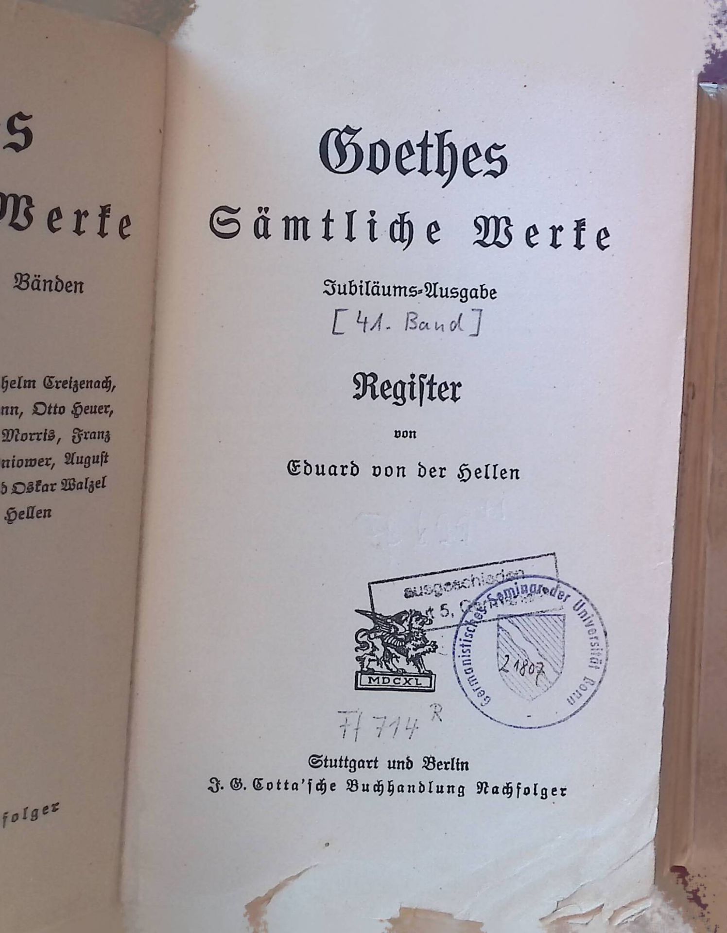 Goethes Sämtliche Werke : Jubiläums-Ausgabe in 40 Bänden