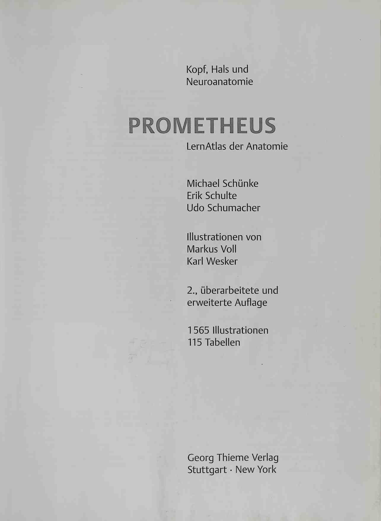 Prometheus: LernAtlas der Anatomie - Teil: Kopf, Hals und Neuroanatomie : 115 Tabellen