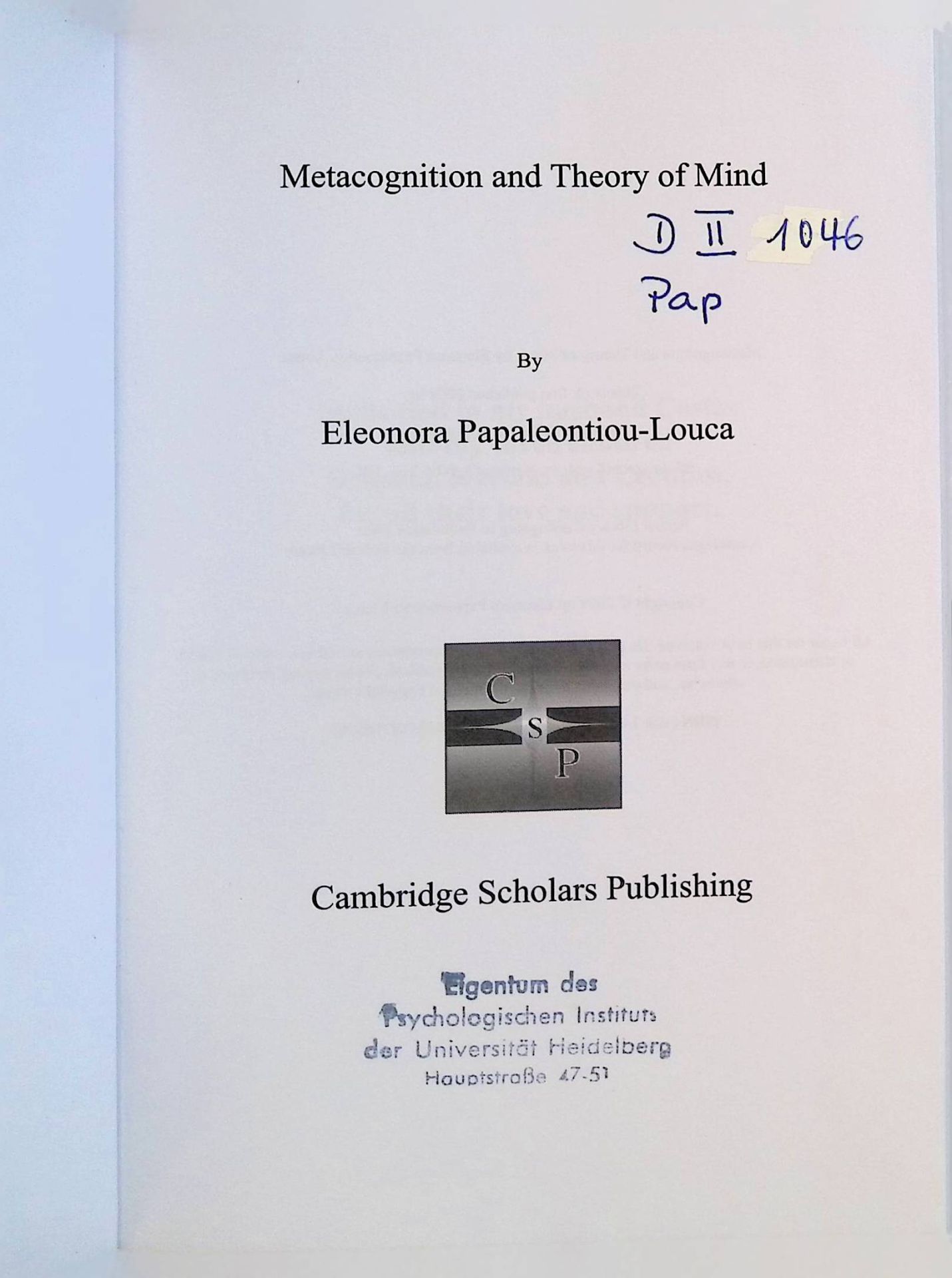 Metacognition and Theory of Mind
