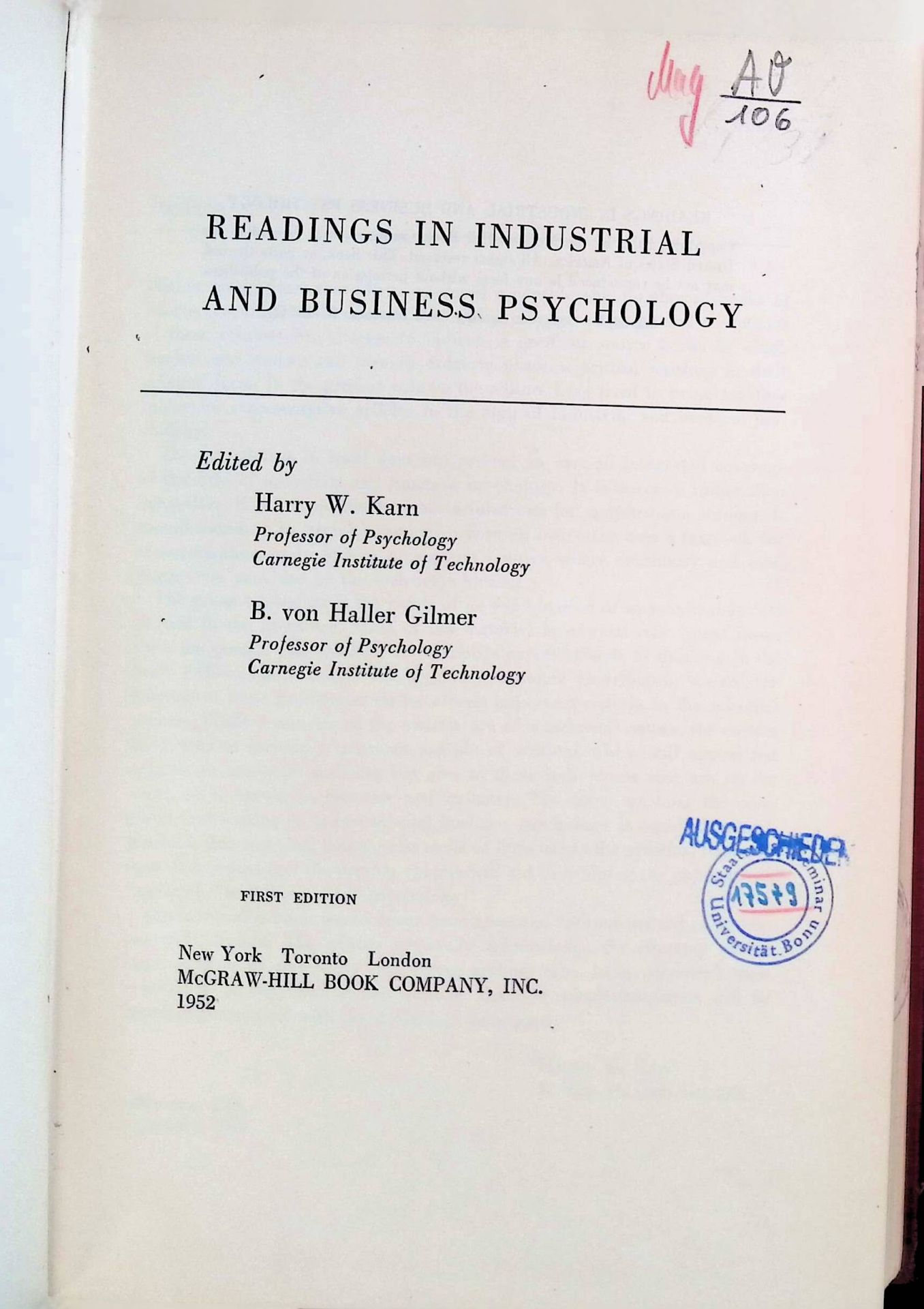 Readings in Industrial and Business Psychology