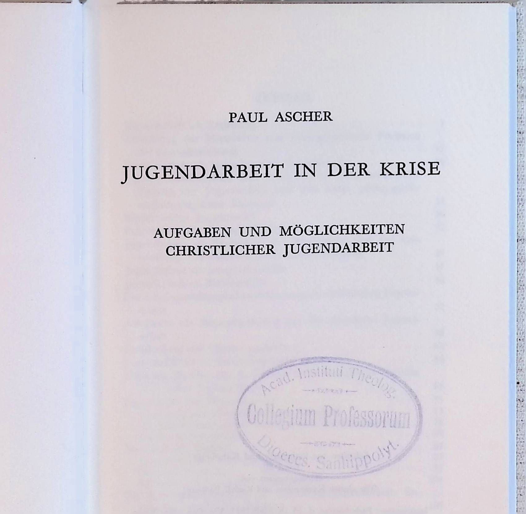 Jugendarbeit in der Krise : Aufgaben u. Möglichkeiten christl. Jugendarbeit