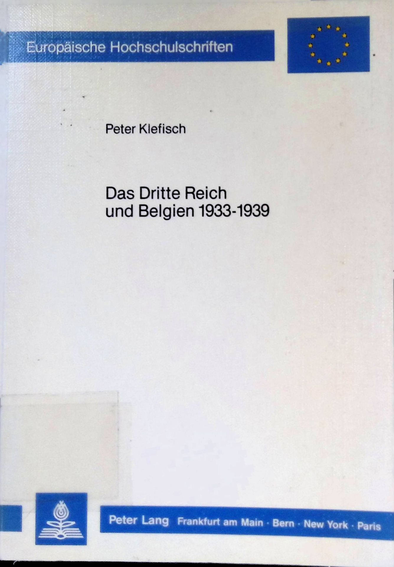 Das Dritte Reich und Belgien 1933 - 1939