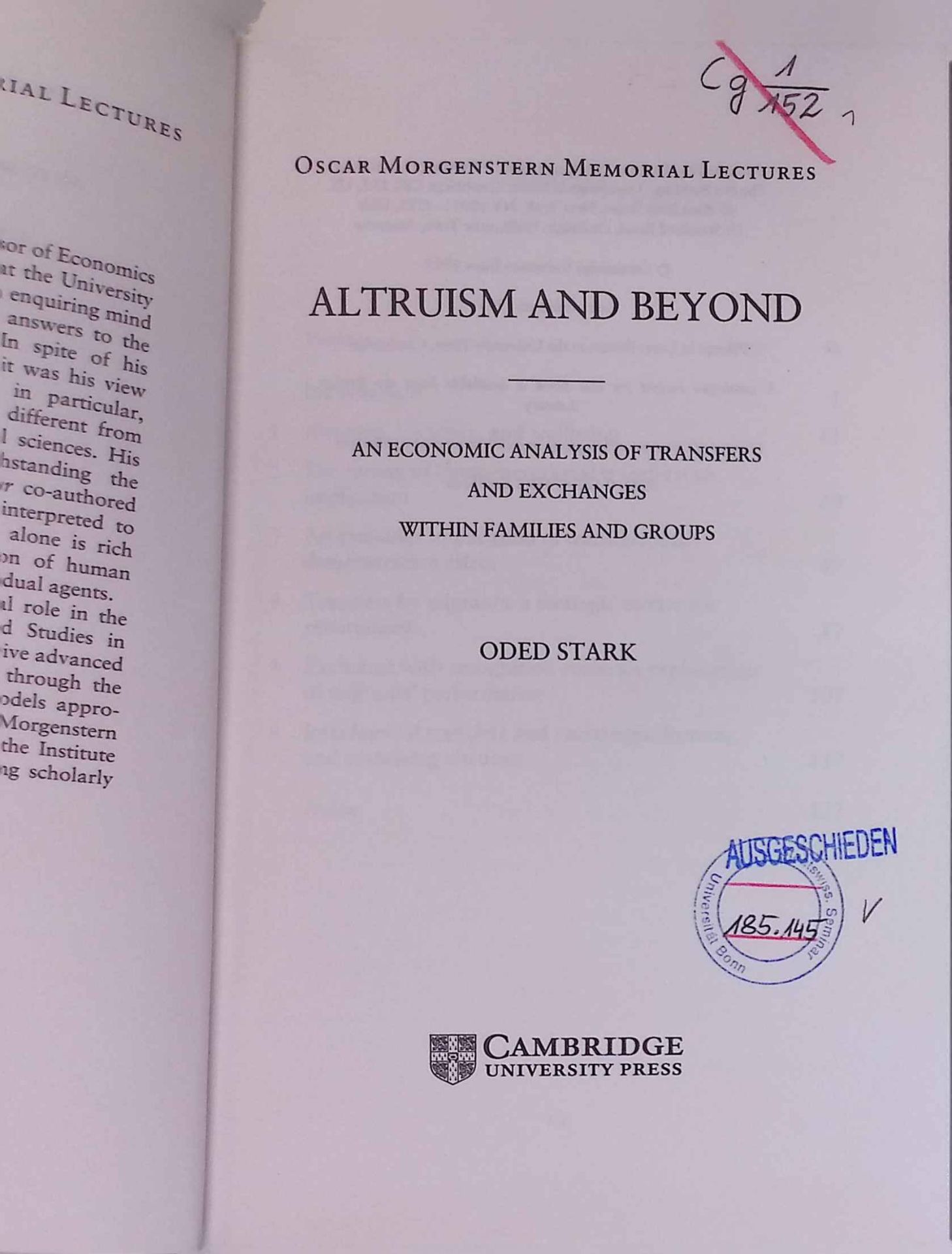 Altruism and Beyond: An Economic Analysis of Transfers and Exchanges within Families and Groups