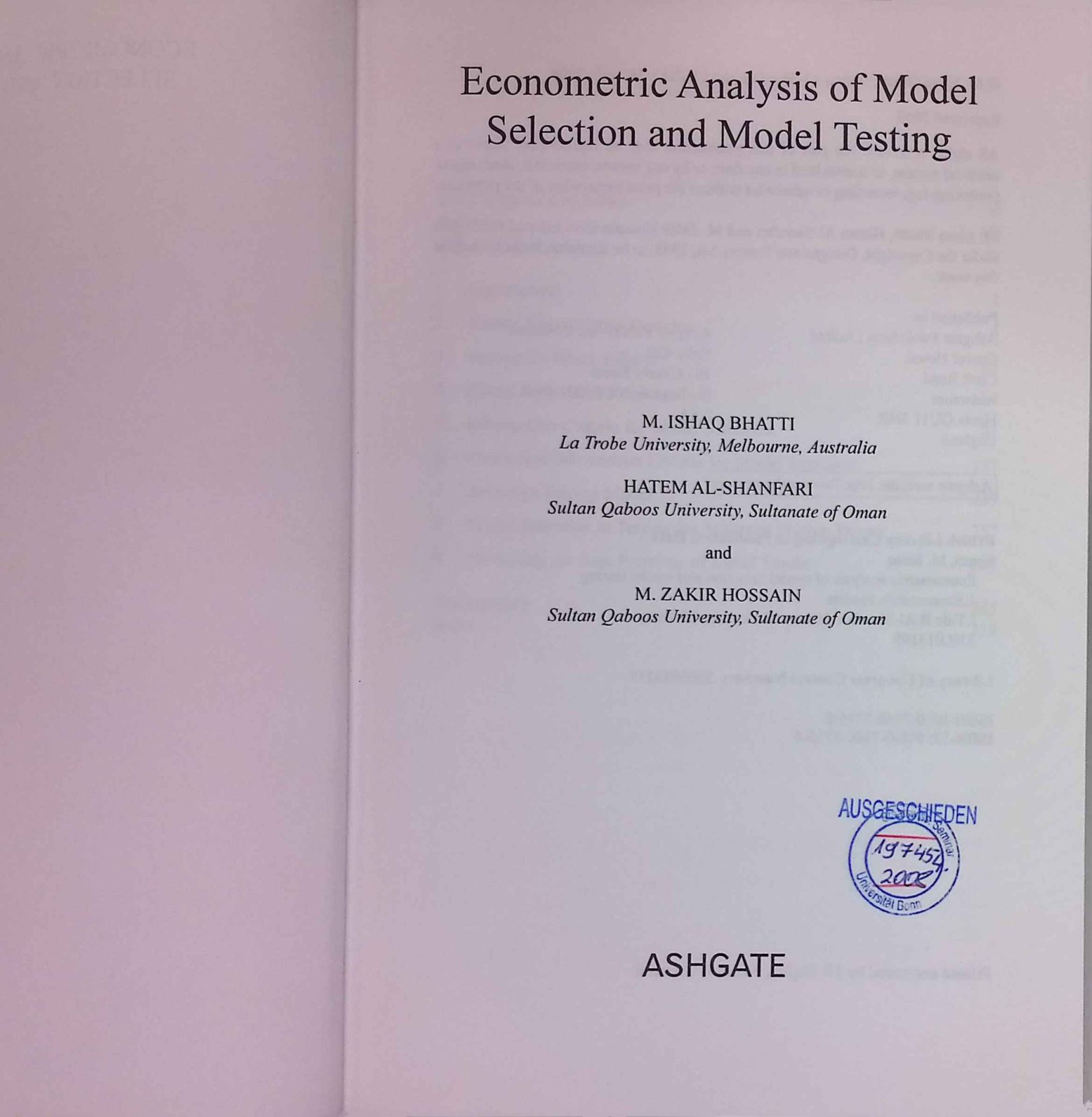 Econometric Analysis of Model Selection and Model Testing