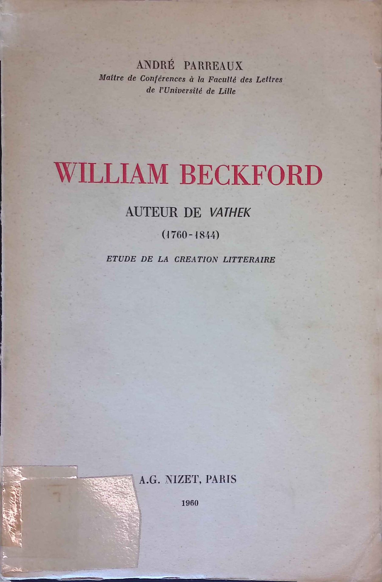 William Beckford Auteur de Vathek (1760-1844)